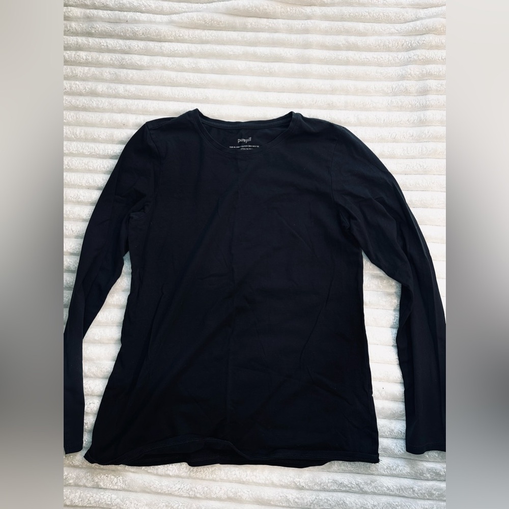 J JILL Pure Jill Long Sleeve, Black T Shirt, Size Small S - Picture 3 of 9